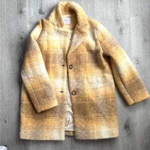 Zara Yellow and Brown Plaid Coat